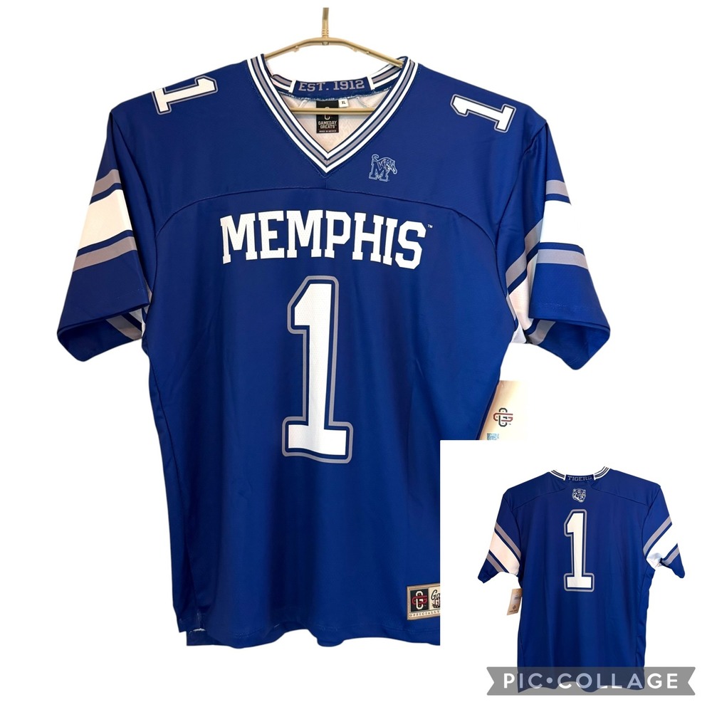 Memphis Tigers Jersey Mens XL Blue Football Gameday Greats 1 NEW NCAA Tennessee